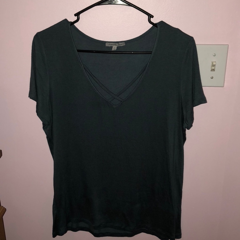 Charlotte Russe navy crisscross top